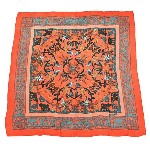 Hermes Scarf Carre 90 Early America Orange Small Good 176522 - Picture 1 of 4